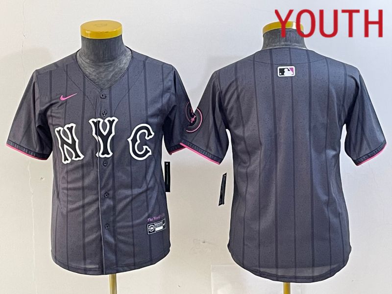 Youth New York Mets Blank Black City Edition 2024 Nike MLB Jersey style 2->youth mlb jersey->Youth Jersey